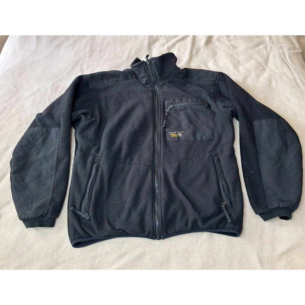 Mountain Hardwear Jacket Mens Large Black Full Zip Fleece Hiking Outdoor